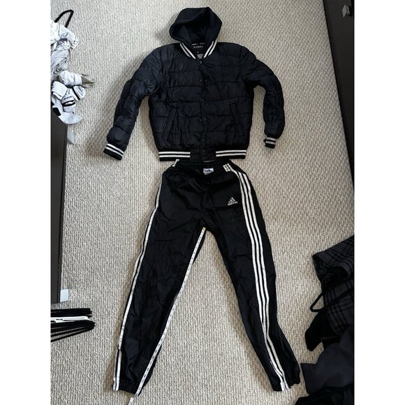 Vintage Guess Bomber Jacket w/ Hood & Adidas Windbreaker Pants 30x30 Bundle - Picture 1 of 6